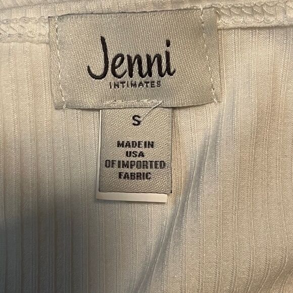 Jenni by Jennifer Moore White Ribbed Pajama Crop Top Shirt Small NWT - Picture 6 of 9